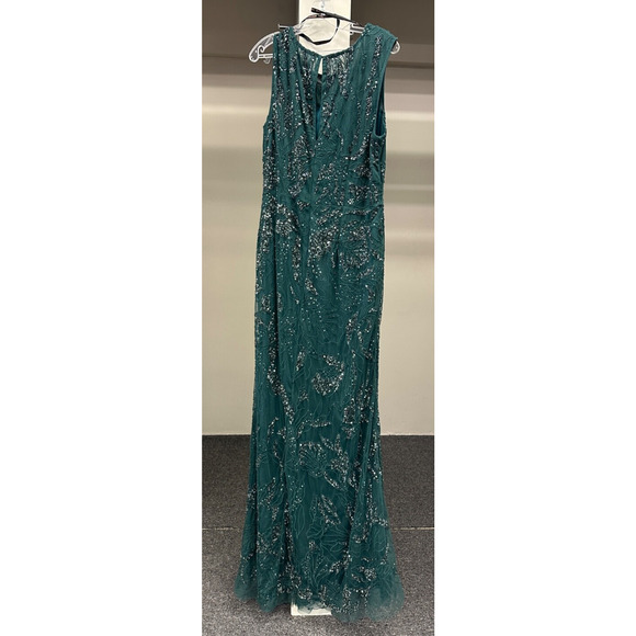 Montage by Mon Cheri M2239 Jewel Neck Keyhole Back Spruce Dress Sz. L (SAMPLE) - Picture 5 of 7